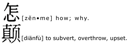 Zen: how; why. Dianfu: to subvert, overthrow, upset.